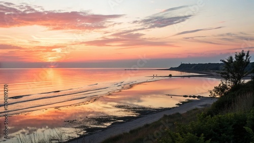 Minimal Seaside Landscape with Sunset Reflections
Serene Ocean Shoreline with a Colorful Sky
Peaceful Coastal View with Soft Light and a Calm Sea
Tranquil Beach at Sunset with Golden Hues
