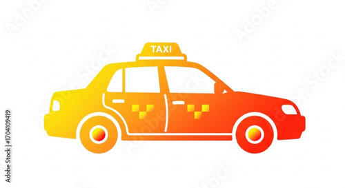 Taxi car icon symbol of transportation, service, and urban mobility vehicle for hire orange and yellow taxi car illustration