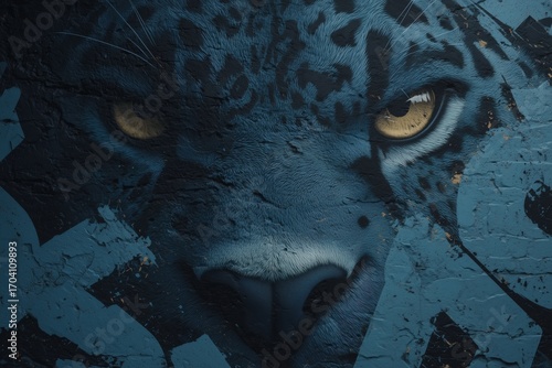 Powerful Wild Cat Gaze in Urban Graffiti Style