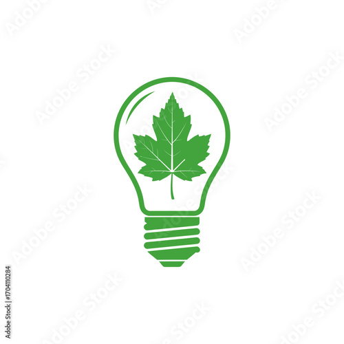 Ecological lightbulb with a green plant inside, a symbol of sustainable energy and environmental innovation