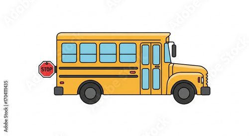 Yellow school bus with a stop sign on a, representing transportation for students