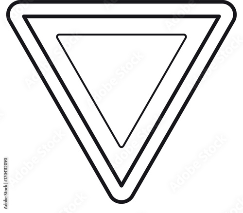 Give way road sign black-and-white