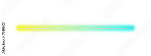 Glowing light line in neon yellow and cyan colors isolated on transparent background. Futuristic neon line sign. Sparkle design element