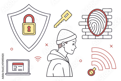 Cyber security threat protection online safety data privacy network security digital identity theft concept on transparent background