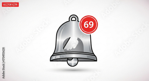 Notification bell with the number 69, indicating a high volume of alerts or messages received by the user