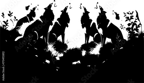 Black and white frame of a wild wolf  symbolizing strength and wilderness