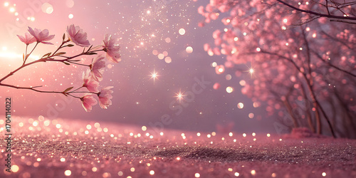 Pink glitter sparkle texture with dreamy glow and soft romantic light