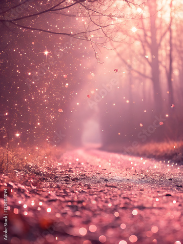 Pink glitter sparkle texture with dreamy glow and soft romantic light