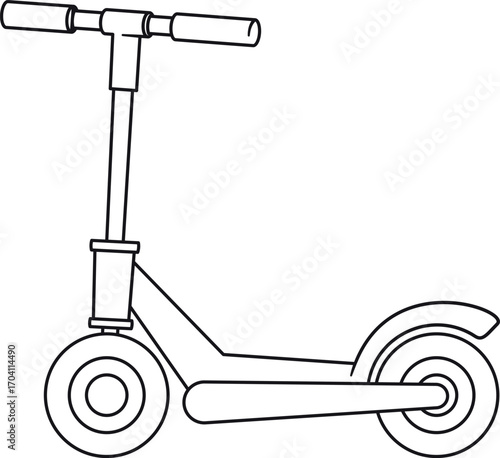 Scooter eco-friendly transport black-and-white vector illustration