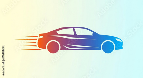 Stylized car icon, representing speed, transportation, and automotive design, ideal for carrelated projects and graphics
