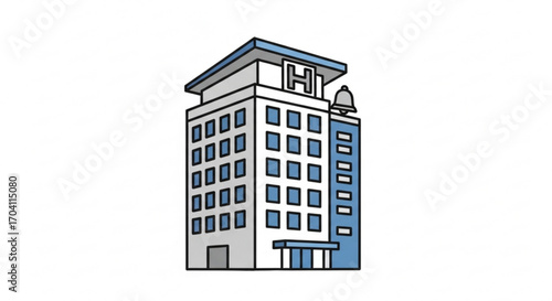 A modern hospital building with a helipad on the roof, symbolizing healthcare and medical services