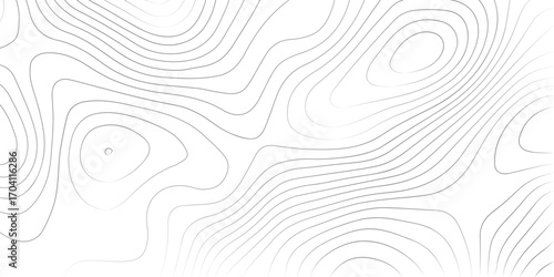 Geographic mapping topographic contour line illustration with white textured paper background and abstract elevation
