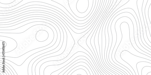 Abstract cartography design with topographic elevation lines on white paper background and geographic contour patterns
