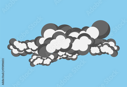Flat vector illustration of the sun partially covered by clouds on an orange sky background. Simple weather icon design for forecast apps, climate graphics, and educational materials