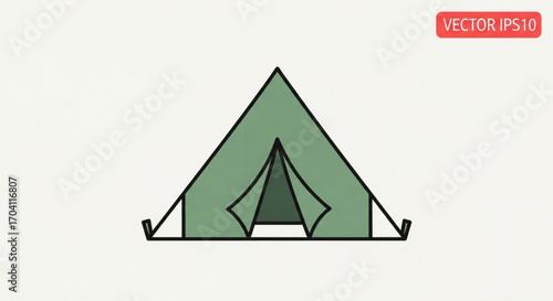 A green camping tent with an open entrance, ideal for outdoor adventures and recreational activities