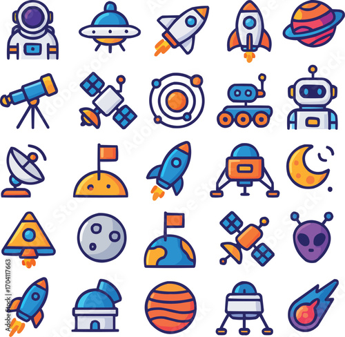 Futuristic Space Exploration Icons