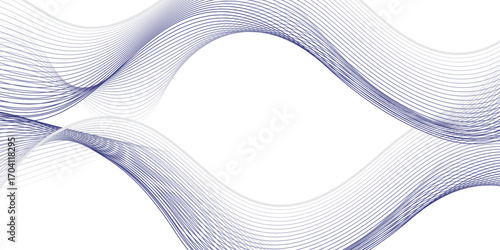 Produce a minimalist abstract pattern using interwoven curved lines in gradient tones of blue and gray, creating the illusion of depth and layered waves. The flowing geometry should suggest both 