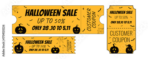 Yellow Halloween Sale Tickets Ticket Template.