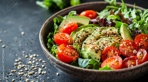 Fresh Avocado and Tomato Green Salad