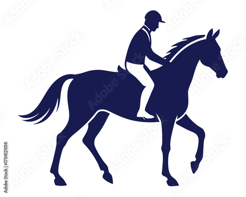 horse with rider silhouette vector isolated on white background