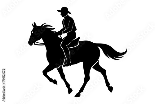 horse with rider silhouette vector isolated on white background