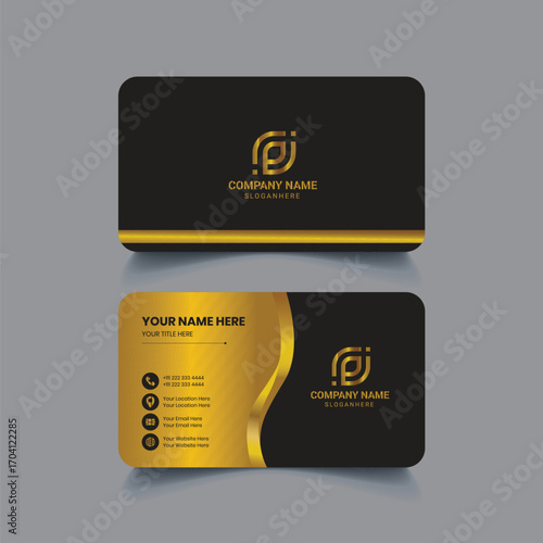 Modern minimalist clean business card and elegant golden design templates for professional branding