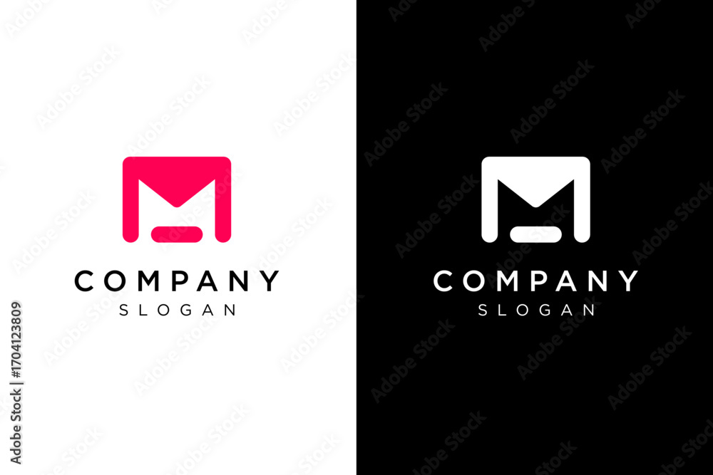 Naklejka premium M logo envelope bold simple modern line