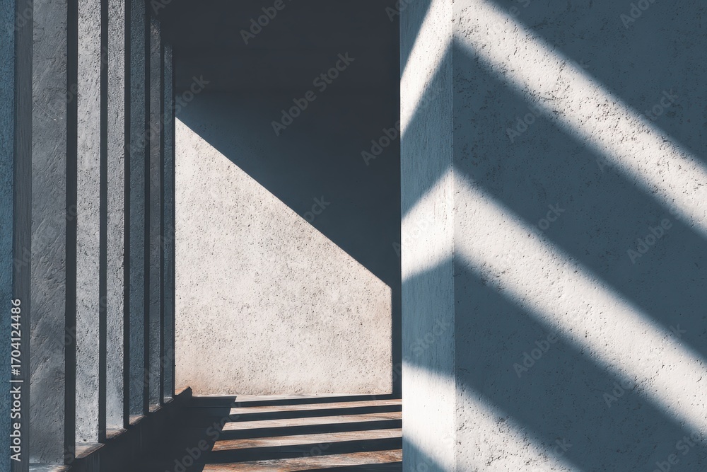 Fototapeta premium Abstract Architectural Interior with Light and Shadow Play