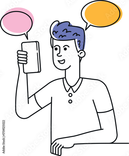Teenager holding smartphone video call