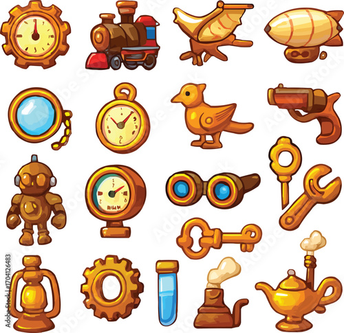 Steampunk Invention Icon Set