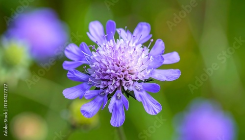 Close-up of a vibrant purple flower with soft-focus green background