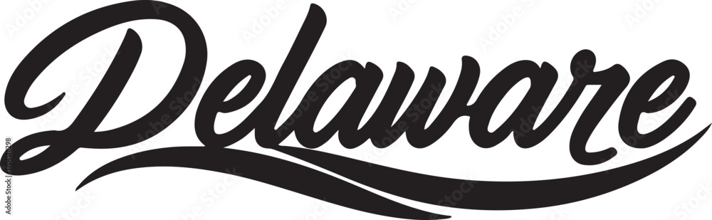 Obraz premium Delaware with calligraphy style by wave style bold elements.