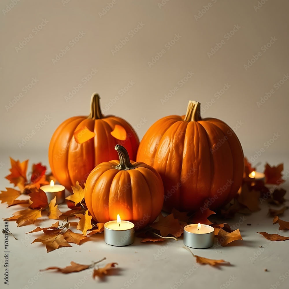 Pumpkins and autumn leaves for Halloween Pumpkins and autumn leaves for Halloween