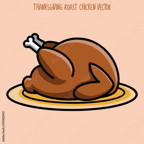 vector illustration of Thanksgiving roast chicken