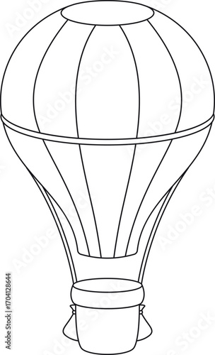 Air hot balloon black-and-white vector illustration