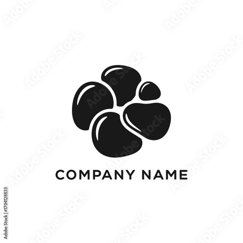 Abstract pebble cluster logo design featuring smooth, rounded stones in a circular arrangement.
