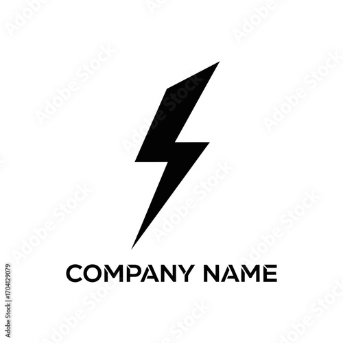 Black Lightning Bolt Symbol for Energy Company Logo Design.