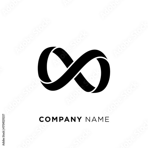 Bold black infinity symbol logo design for corporate branding.