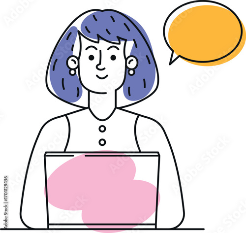 Woman worker online chatting vector illustration