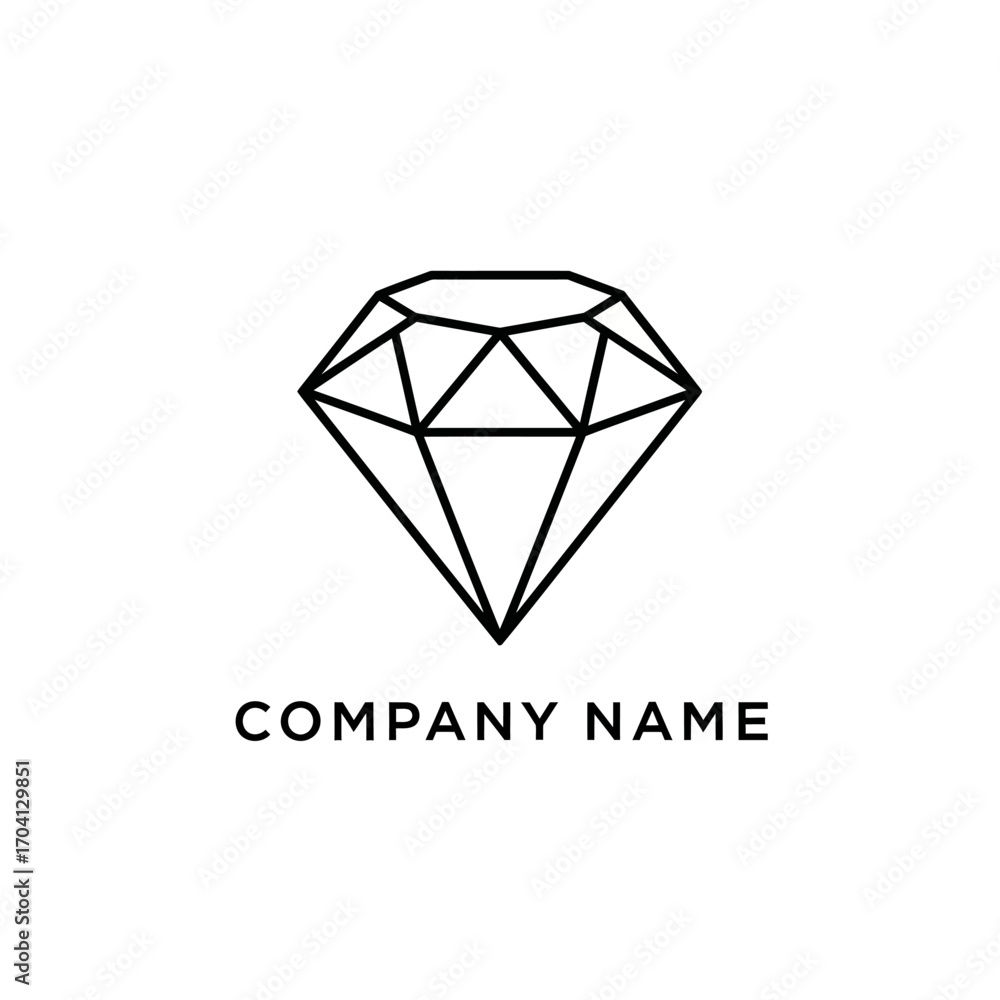 Fototapeta premium Geometric Diamond Line Art Logo Design for Company Branding.