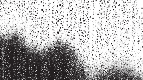 Black and White Grunge Texture – Abstract Vintage Dusty Monochrome, Small Water Drops Texture Vector – Rainy Window Overlay on Glass vector design on transparent background