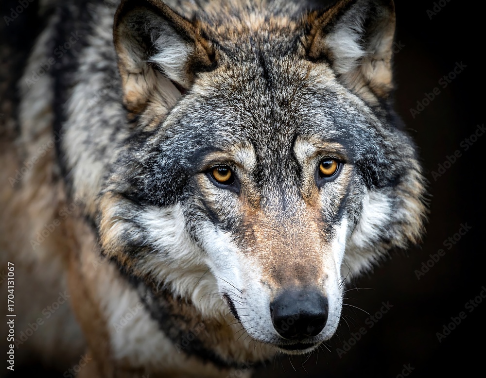 Fototapeta premium Close-up of a wolf's face. Intense gaze