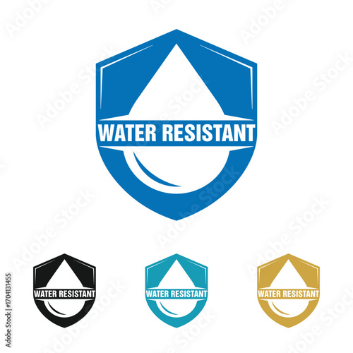 Water resistant label or Water resistant symbol vector isolated Template