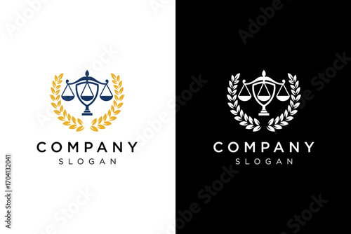 the logo of the scales of justice and the laurel wreath