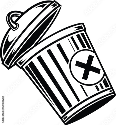 Eco-Friendly Trash Bin with Green Recycling Symbol for Environmental Campaign