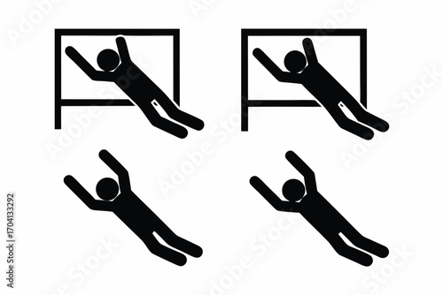 set of Football goalkeeper save silhouette illustration  isolated on white background