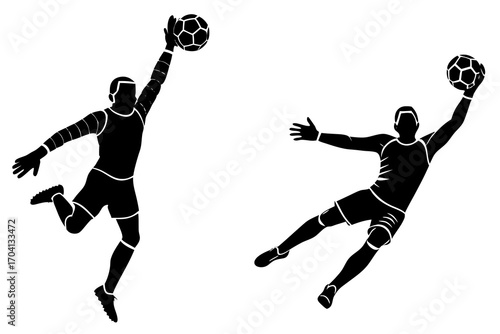 Football goalkeeper save silhouette illustration  isolated on white background