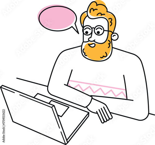 Man holding videoconference vector illustration