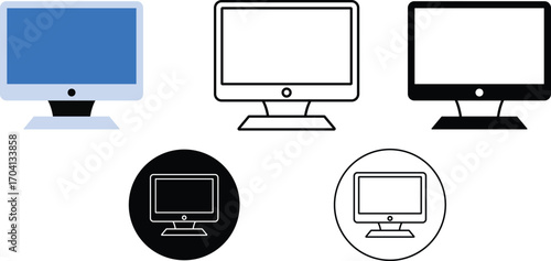 Computer - Illustration Icons, flat screen tv with lcd monitor