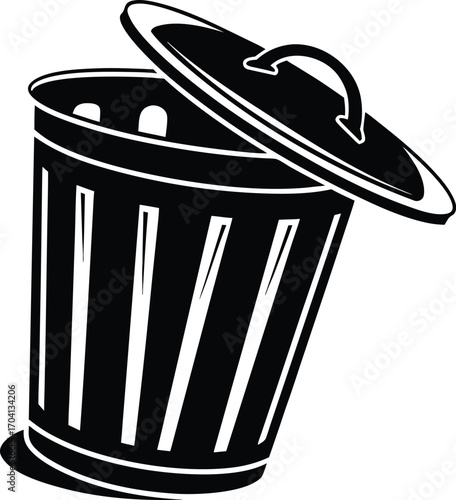 Eco-Friendly Trash Bin with Green Recycling Symbol for Environmental Campaign